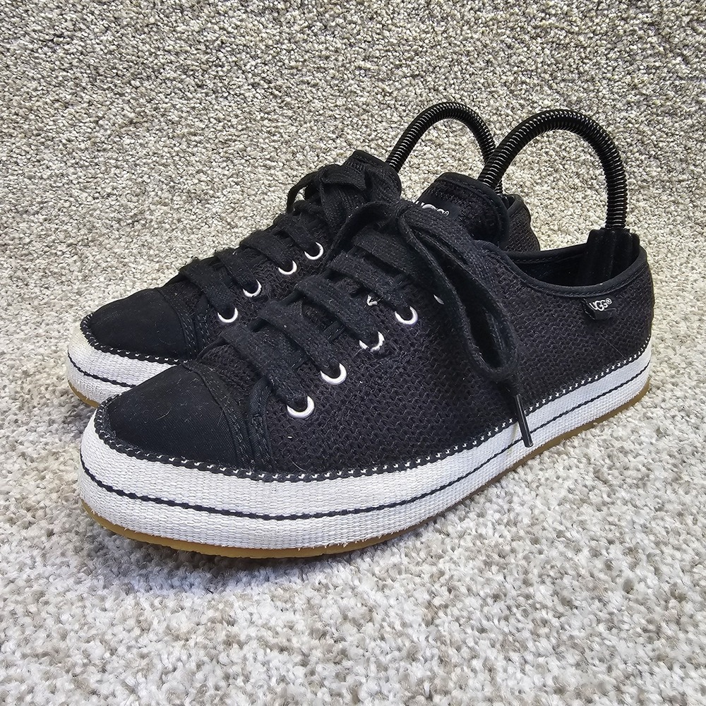 UGG Women's‎ 7.5 Claudi Lifestyle Sneakers Black Lace Up Tennis Shoe 1020094